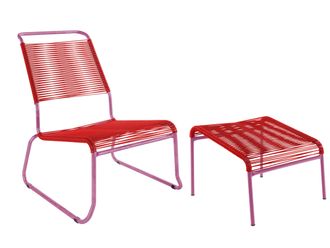 Schubiger M&ouml;bel Spaghetti-Kufen-Lounger-Hochlehner + Hocker S&auml;ntis