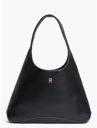 Tommy Hilfiger Womens Monogram Slouchy Shoulder Bag - Black