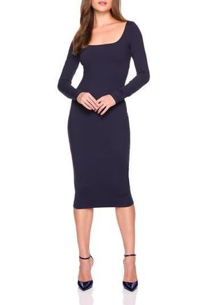 Susana Monaco Scoop Long Sleeve Midi Dress in Midnight at Nordstrom Rack, Size X-Small