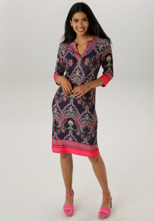 Aniston Jerseykleid mit Ornamenten- und Rankendruck Allover