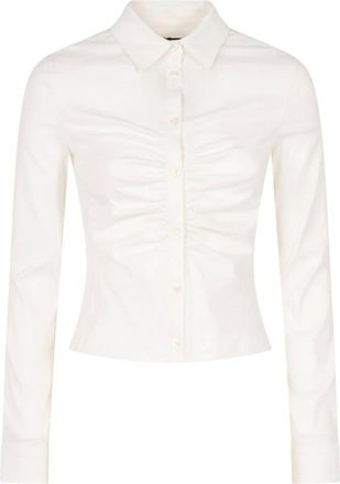 Balenciaga Overhemden, Dames, Wit, S, Katoen, Gerimpeld katoen poplin overhemd