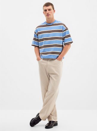 Le 31 Mens Tricolour striped T-shirt Oversized fit