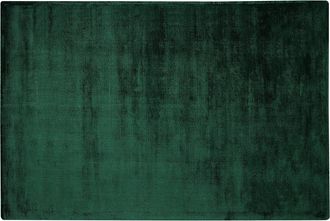 Beliani Alfombra De Viscosa Verde Oscuro 160 X 230 Cm Pelo Corto Sala De Estar Gesi Ii