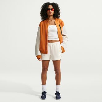 Nike Womens Studio Fleece Lightweight French Terry Mid-Rise Shorts in White | IM8508-133