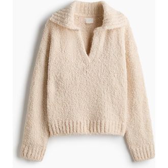 H&M Oversized Collared Jumper in Light Beige at Nordstrom, Size Xx-Large