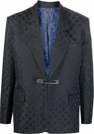 Charles Jeffrey Loverboy Patterned Jacquard Blazer with Safety Pin Detail
