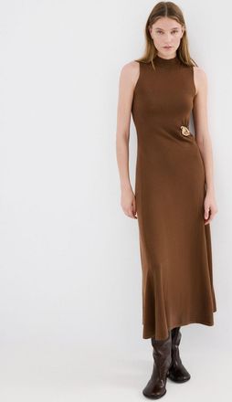 Mango Abito in maglia collo alto con broche caramello - Donna - XS - MANGO