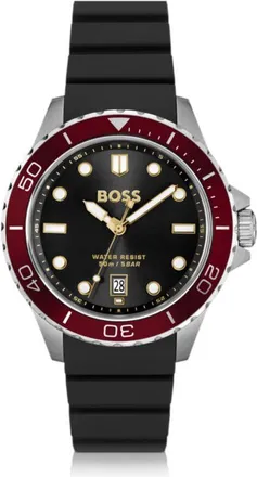 BOSS Troper black-dial watch with silicone strap