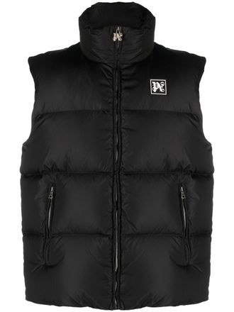 Palm Angels logo-appliqué quilted ski gilet - Black