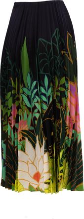 Valentino Garavani Pleated Floral Maxi Womens Skirt