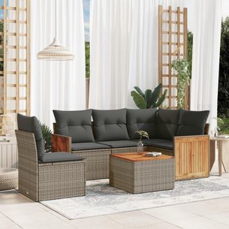 vidaXL Vidaxl - Set De Muebles De Jard&iacute;n 6 Pzas Y Cojines Rat&aacute;n Sint&eacute;tico Gris
