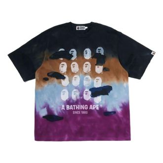 A Bathing Ape Color Camo Tie Dye Destroyed Multi Logo Relaxed Fit T-Shirt Black 0ZXTEM321091QBKX