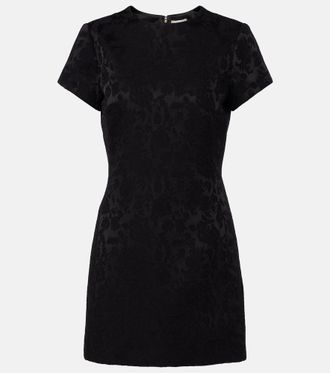 Saint Laurent Devor&eacute; floral cotton-blend minidress