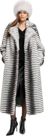Cesare Gaspari Winter Lange Jas van Imitatiebont met Riem - Dames - Jassen - Grijs - M - Leer - Jassen