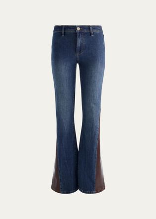 Alice & Olivia SB Faux-Leather Cutout Jeans