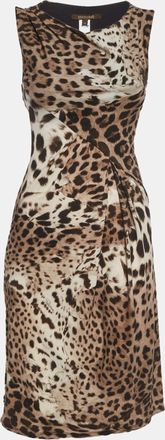 Roberto Cavalli Grey Printed Jersey Sleeveless Paneled Midi Dress