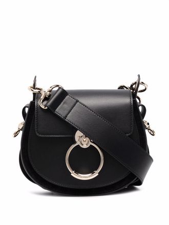 Chloé small Tess shoulder bag - women - Calf Leather/Calf Leather/Calf Suede/Linen/Flax - One Size - Black