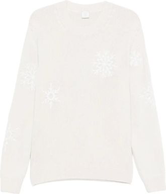 Eleventy Trui met geborduurde sneeuwvlokken - Beige
