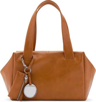 Mango Medium Leather Shoulder Bag with Removable Pouch & Mirror in Cognac at Nordstrom