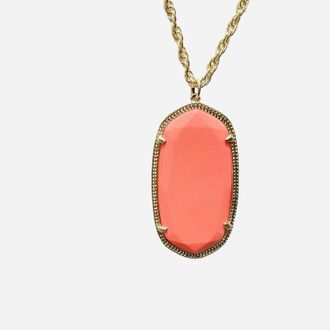 Kendra Scott Womens Reid Long Necklace In Bright Coral Faceted