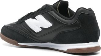 New Balance Mens Low-Top Sneaker Black Leather Suede Rubber