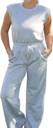 Skies Are Blue Clothing Sleeveless Top Wide Leg Jumpsuit In Heather Grey