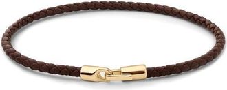 Miansai Cruz Leather Bracelet in Gold Vermeil Brown at Nordstrom, Size Large