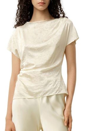 LilySilk Ying Jacquard Silk Top in Lily White at Nordstrom, Size Large
