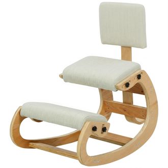HOMCOM Homcom Sedia Ergonomica Posturale Da Ufficio In Tessuto Effetto Lino, Crema