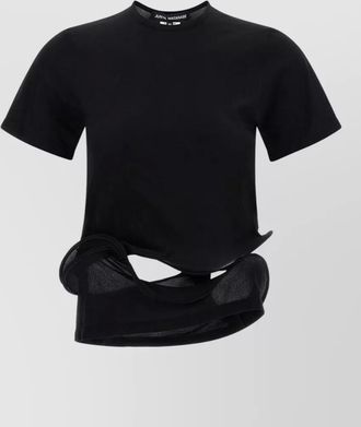 Junya Watanabe crew neck cut out stretch top