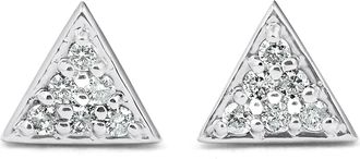 Pompeii3 G/VS 14k White Gold Triangle Pave.12Ct Diamond Delicate Studs Womens Earrings