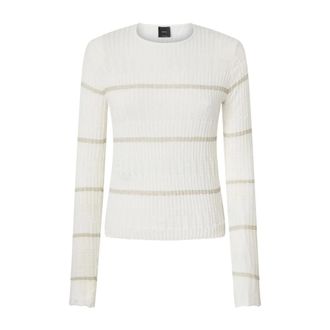 Pinko Elegante Witte Trui - Dames - Ronde hals truien - Wit - L - Katoen - Truien & Vesten