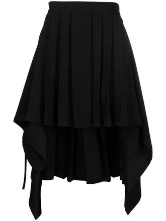 Moschino pleated asymetric skirt - men - Virgin Wool/Cupro/Acetate - 46 - Black