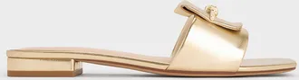 Charles & Keith Metallic Knotted Accent Slide Sandals