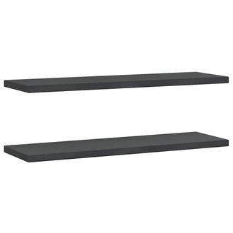vidaXL Vidaxl - Estantes De Pared 2 Uds Acero Inoxidable Negro 100x30x3 Cm