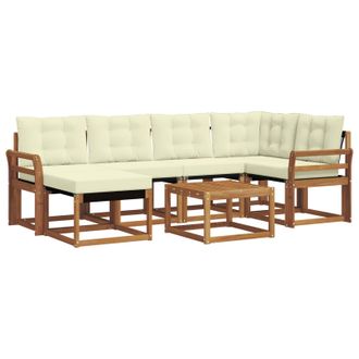 vidaXL Conjunto De Sof&aacute;s De Exterior Con Coj&iacute;n 7 Pcs Natural Y Crema Vidaxl