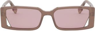 Fendi Way 53mm Rectangular Sunglasses in Shiny Light Brown /Violet at Nordstrom
