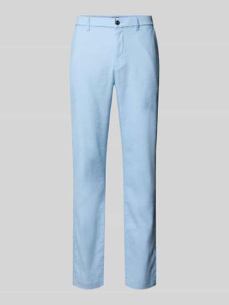 Tommy Hilfiger Regular Fit Leinenhose mit Logo-Stitching Modell Denton in Blau Melange, Gr&ouml;&szlig;e 31/32