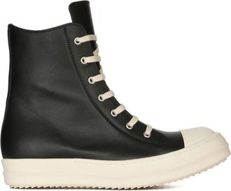 Rick Owens Black Smooth High-Top Sneakers