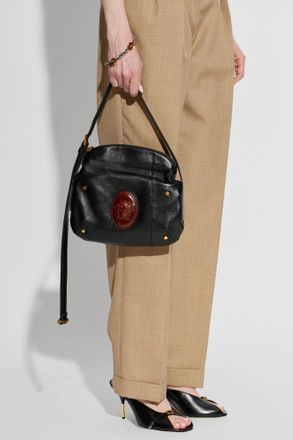 Versace Leather Shoulder Bag, Womens, Black
