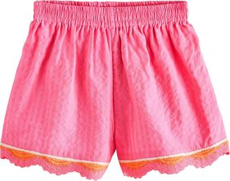 Next Kids Scallop Trim Seersucker Shorts in Pink at Nordstrom, Size 18-24M