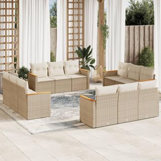vidaXL Set De Sof&aacute;s De Jard&iacute;n 12 Pzas Y Cojines Rat&aacute;n Sint&eacute;tico Marr&oacute;n Vidaxl