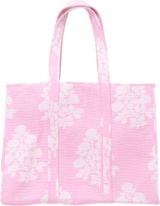 Pink Chicken Womens Large Reversible Quilted Tote Bag In Pink Bouquet Floral
