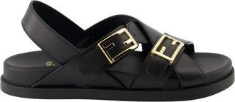 Fendi Schoenen, Dames, Zwart, 36 1/2 EU, Leer, Feel Leather Zwarte Sandalen