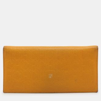 Carolina Herrera Yellow Embossed Leather Wallet