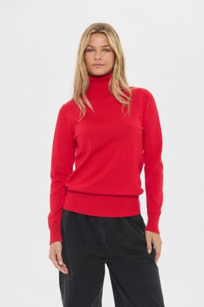 Saint Tropez Rollkragenpullover SAINT TROPEZ J2046, MilaSZ Rollneck, Damen, Gr. XS, chinese rot, Strick, Obermaterial: 80% Viskose, 20% Polyacryl, unifarben, norma