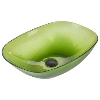 Beliani Beliani - Lavabo Sobre Encimera De Ba&ntilde;o Solid Surface Semi Transparente 54 X 36 Cm Verde Moengo