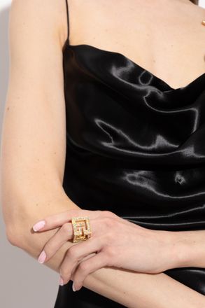 Balmain Ring With Shimmering Crystals, Womens, Gold