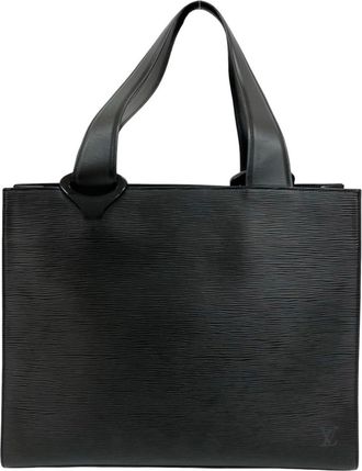 Louis Vuitton Black Leather Handbag Tote Bag (Pre-Owned)