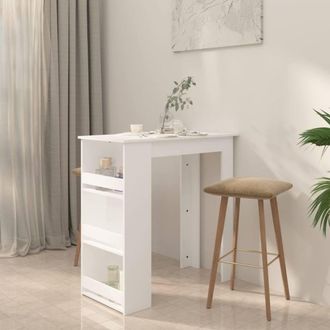 Berkfield Home Modern Bar Table with Storage Rack White 102x50x103.5 cm Engineer